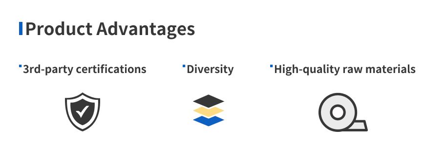 Vantagens do Produto: 1. Certificações de terceiros 2. Diversidade 3. Matérias-primas de alta qualidade